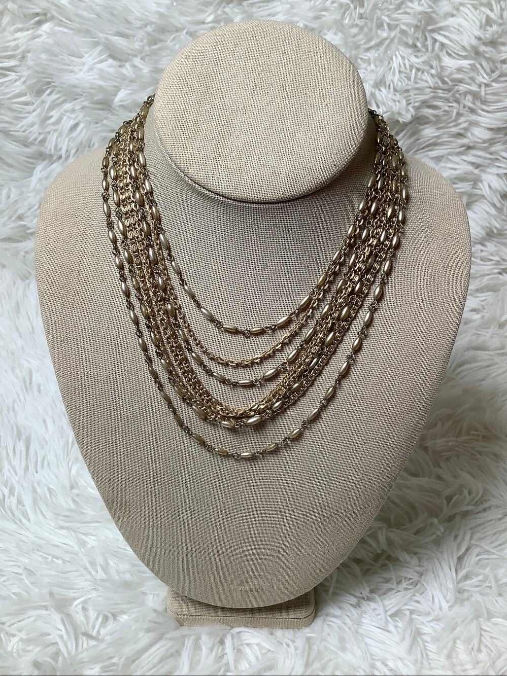 Coro Vintage Gold-Tone Multi-Strand Layered Chain Necklace A32-23